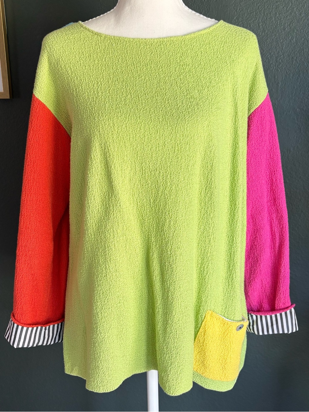 VTG Margaret Winters Colorblock Oversized Tunic Top S Made USA 90s